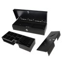 MAKEN Flip Top Cash Drawer, 24V, Black w/stainless steel
