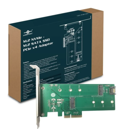 Vantec M.2 NVMe + M.2 SATA SSD PCIe X4 Adapter