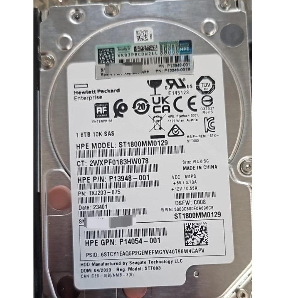 Seagate Enterprise ( HP P/N: P13246-001B ) ST1800MM0129  - 1.8Tb/1800gb, 2.5" SAS 12G , 10000 rpm- 100% health