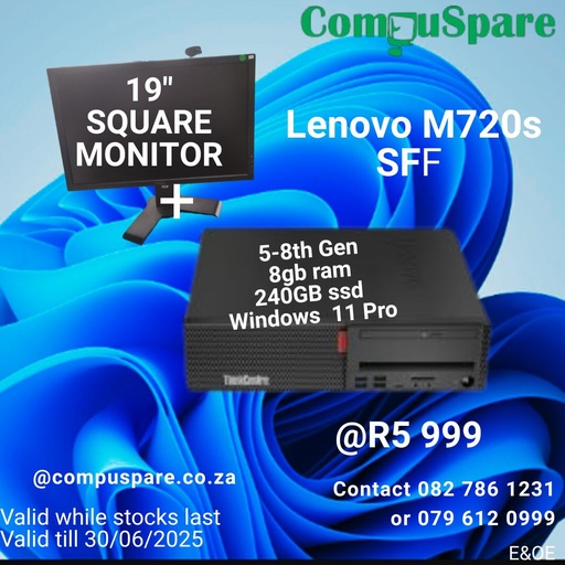 Combo Deal ThinkCenter SFF M720s Core i5-8th Gen+ 19" Monitor